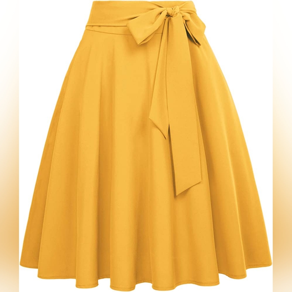 Belle Poque Yellow Midi A-Line Circle Skirt